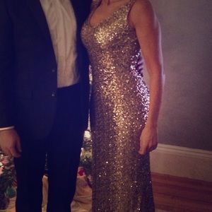 Ralph Lauren evening wear gold full length gown.